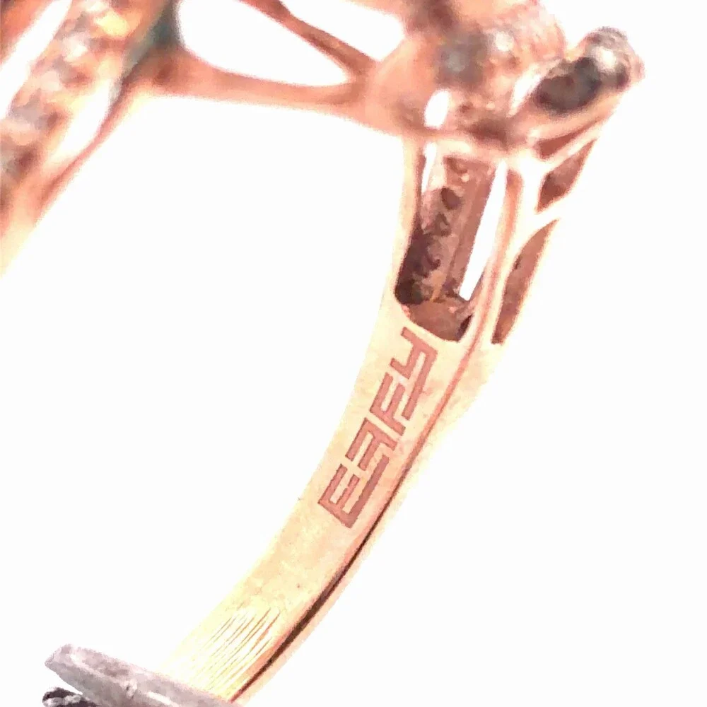 EFFY 14K Rose Gold Oval Morganite Cognac White Diamond Bypass Cocktail Ring